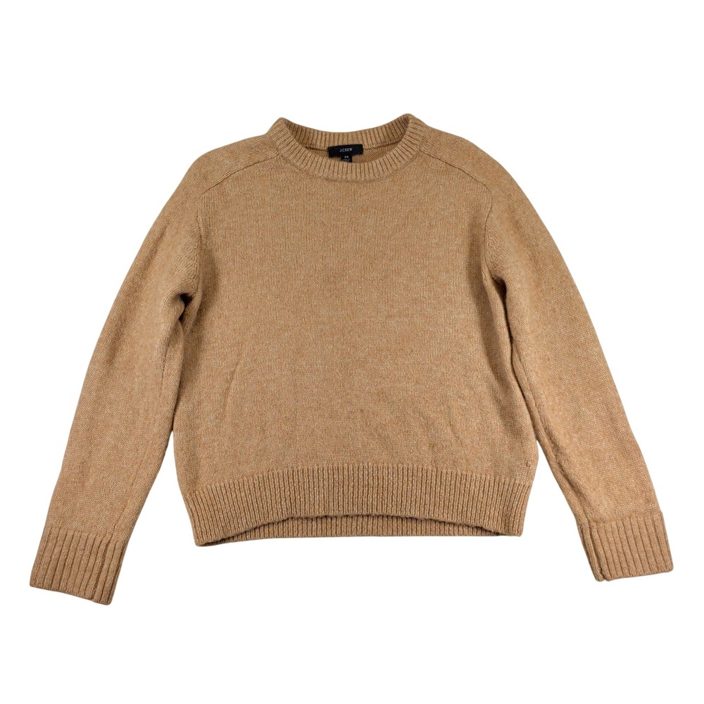 J.Crew Womens Camel Merino Wool Alpaca Blend Crewneck Sweater XS BD413